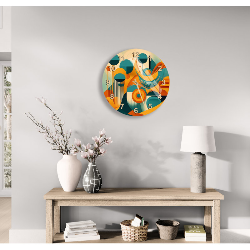 Horloge murale Mid-Century, Doré