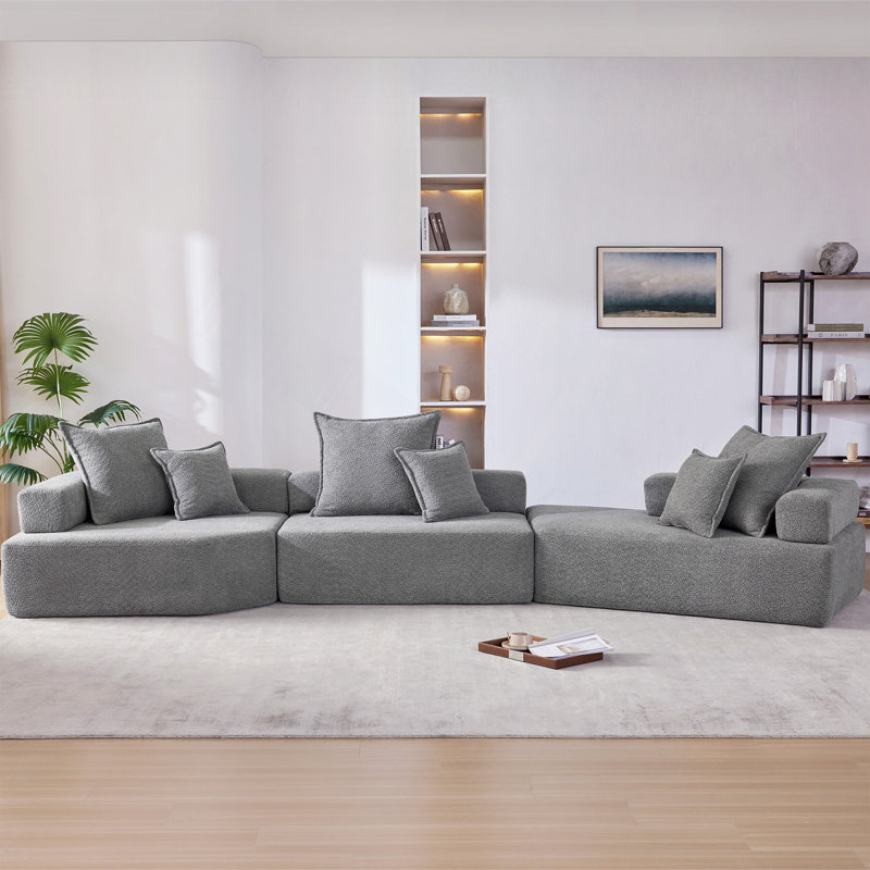 Canapé modulaire, canapé modulaire surdimensionné, ensemble de canapé de plancher Boucle de luxe, canapé convertible compressé, canapé spacieux rempli de mousse pour le salon, combinaison gratuite de 3 PC