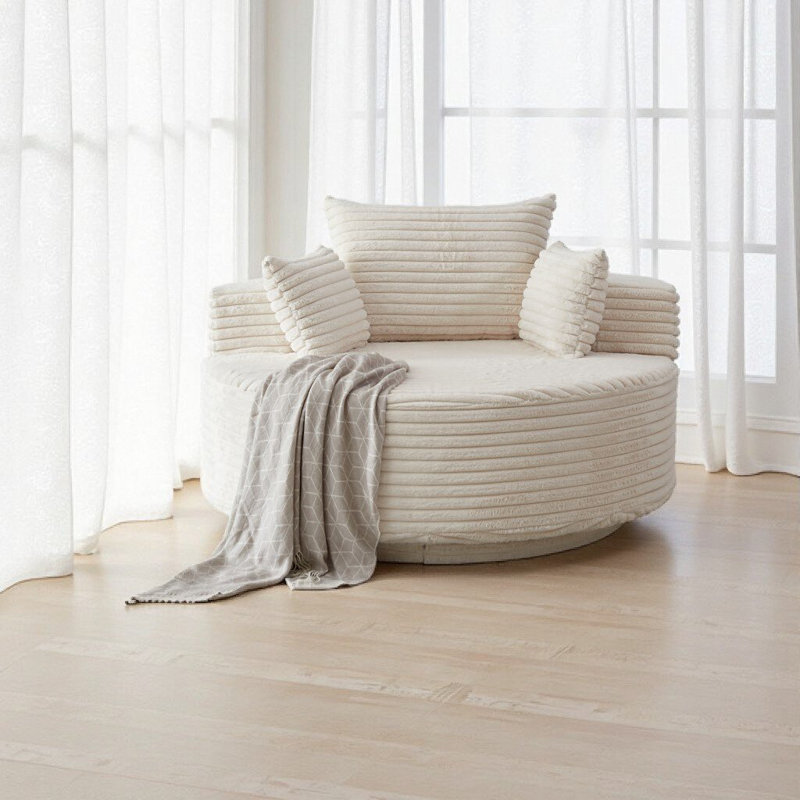Fauteuil d'appoint pivotant en velours côtelé Luxury Luxury, Beige
