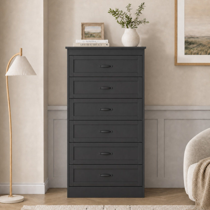 Commode à 6 tiroirs l 26,7 po, Black