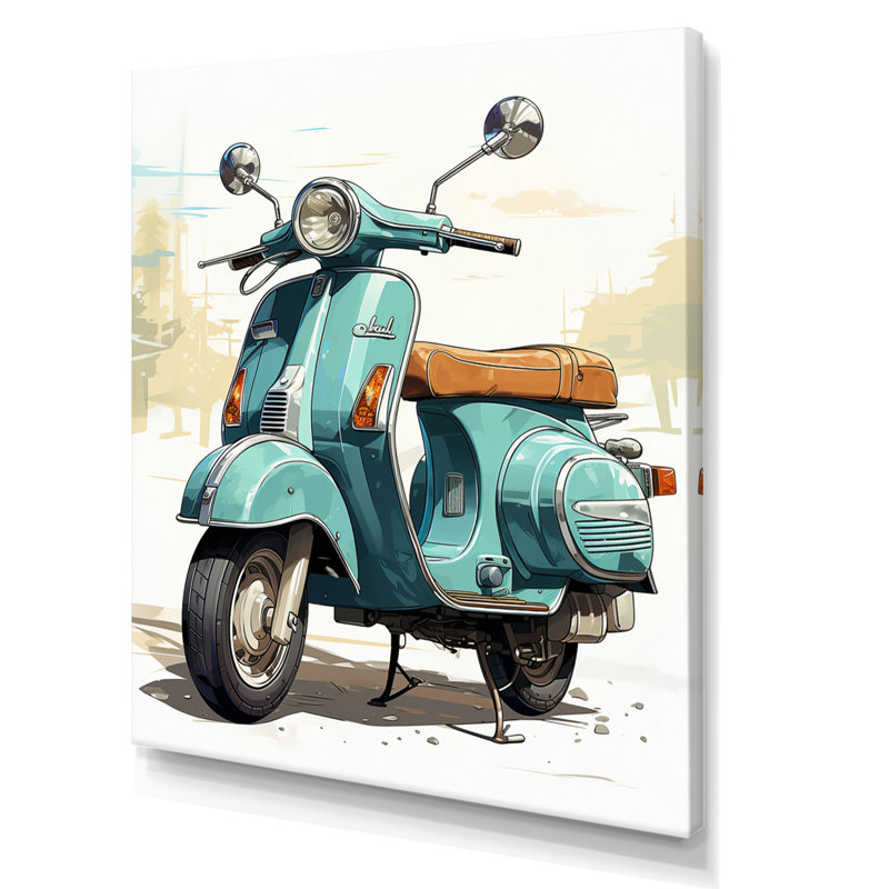 Calita Scooter Retro Rider II - Imprimé, H 32 po x l 16 po x P 1 po, Toile tendue