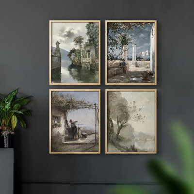"Vintage Landscape Cxx" 4 pièces sur papier