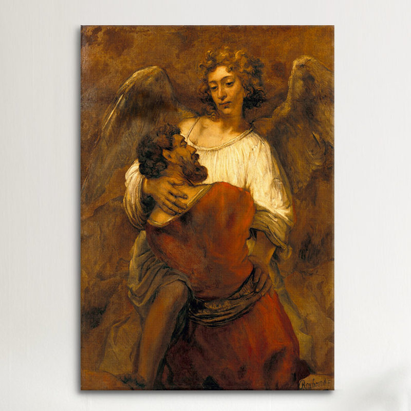 « jacob de l’ange » par rembrandt, reproduction d’art sur toile, H 60 po x l 40po x P 1,5 po, Toile avec cadre flottant noir