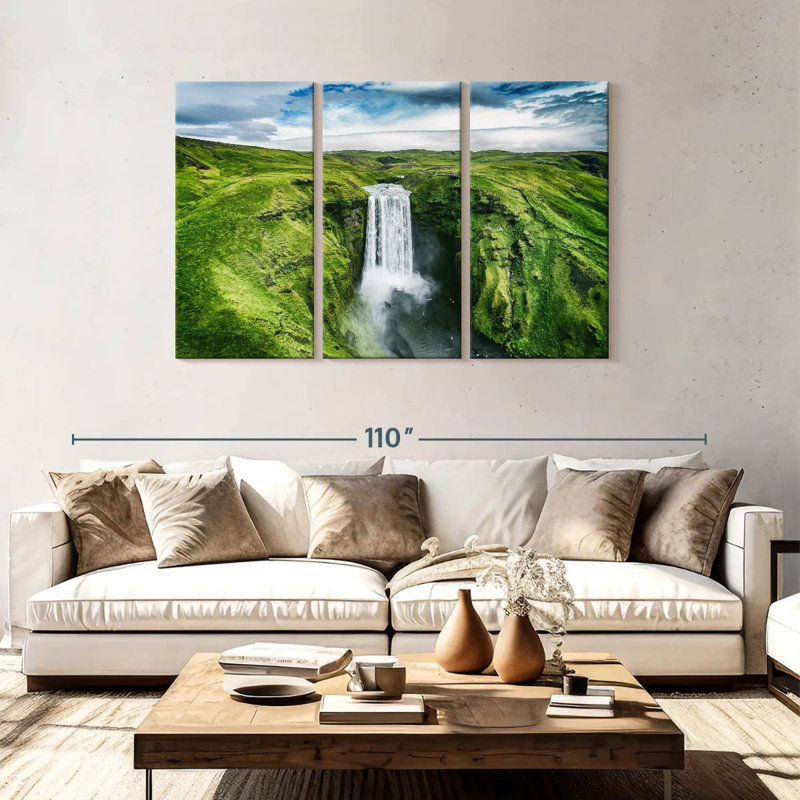 Alvord Iceland Skogafoss Waterfall, 48" H x 74" W