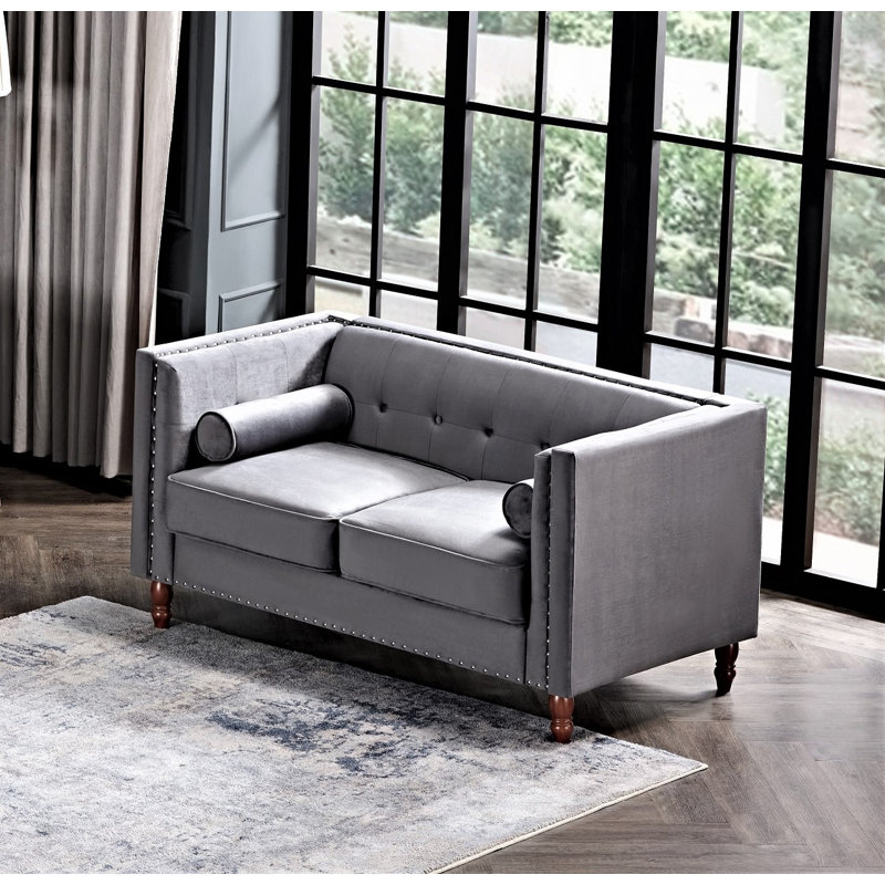 Kittleson 60'' Velvet Loveseat, Gray