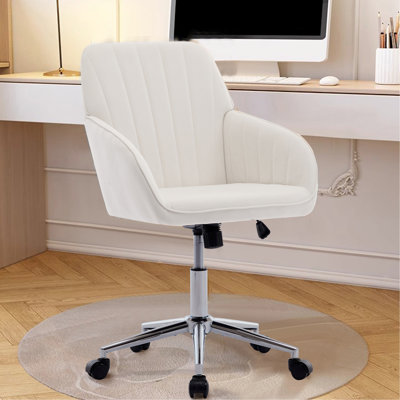 Ty Bedroom Ergonomic Chair - Beige Velvet, Construction, Point Relief Office With Base, Long-term Use Comfort