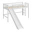 Lit mezzanine simple en bois avec garde-corps, glissade et échelle-1180593821