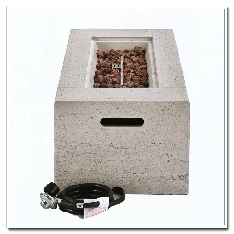 Foyer d'extérieur extérieur au propane rectangulaire, Beige + gris