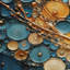 Gold Teal Abstract Spirals II - Rideau abstrait obscurcissant avec spirales abstraites - 1 panneau-107831817