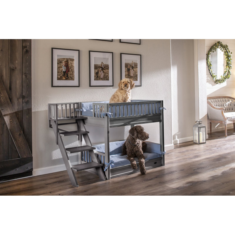 ECOFLEX Dog Bunk Bed with Removable Cushions, Gray