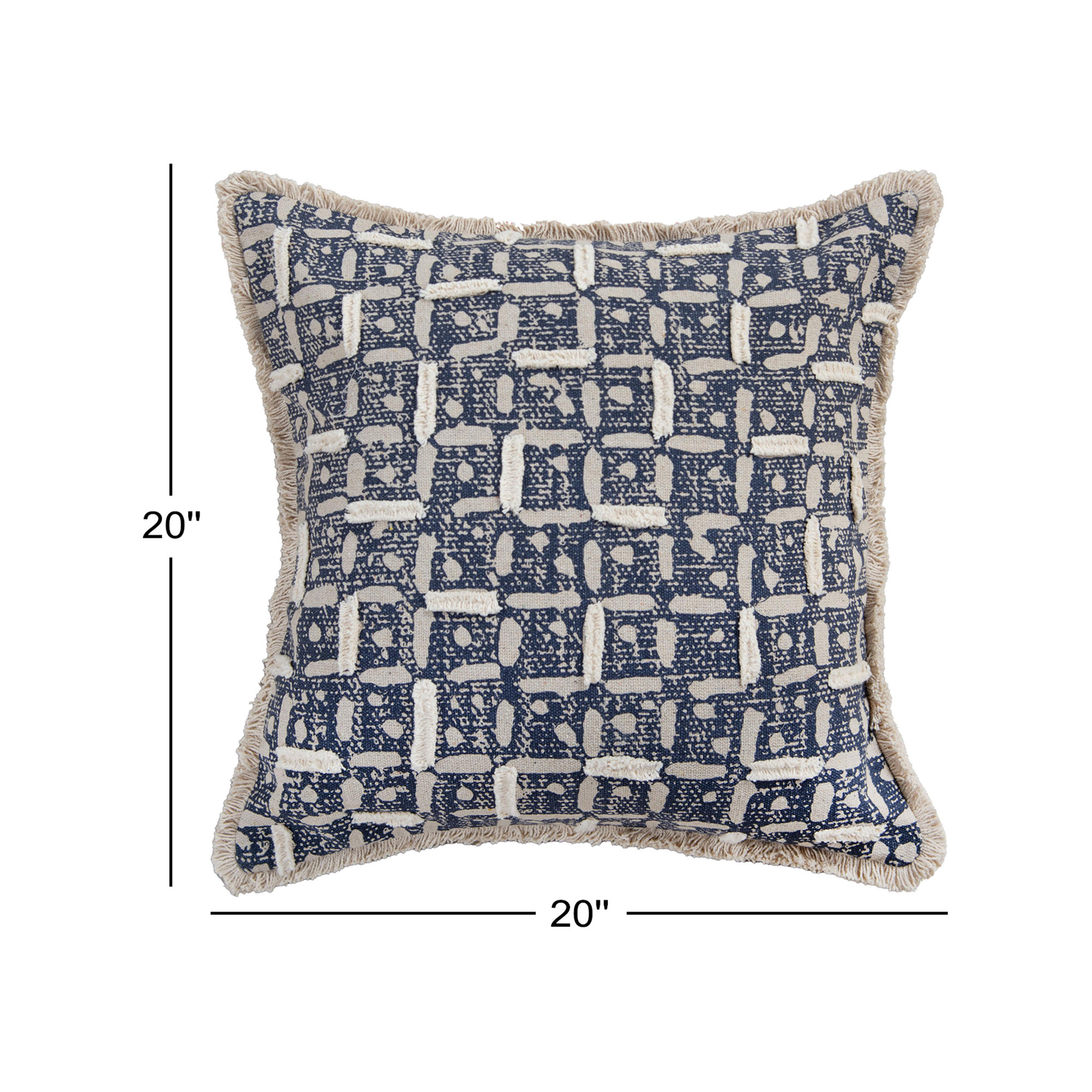 100% Recycled Cotton Canvas Throw Pillow, Blue/Natural, Polyester