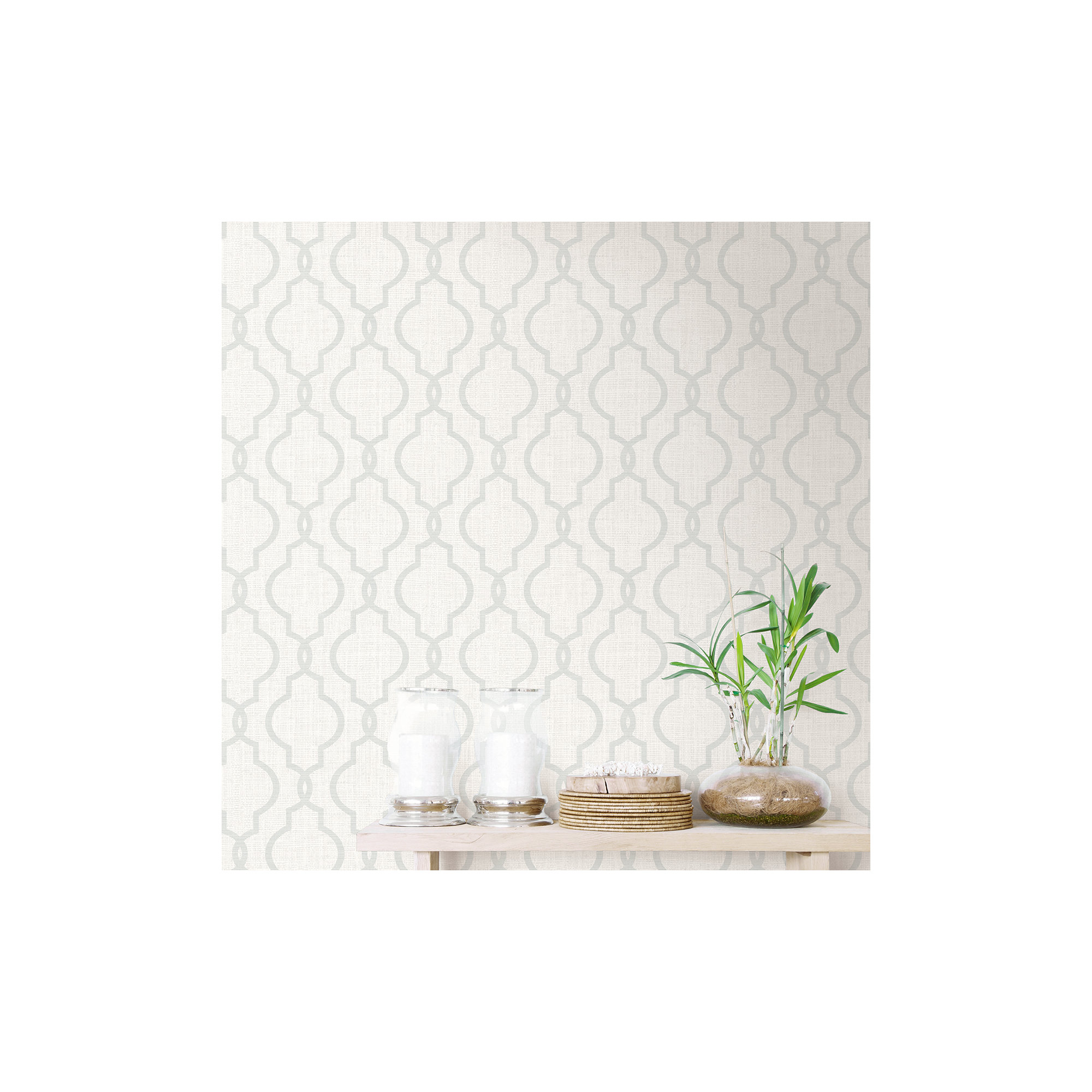 Paonia Geometric Wallpaper, Paper, Gray
