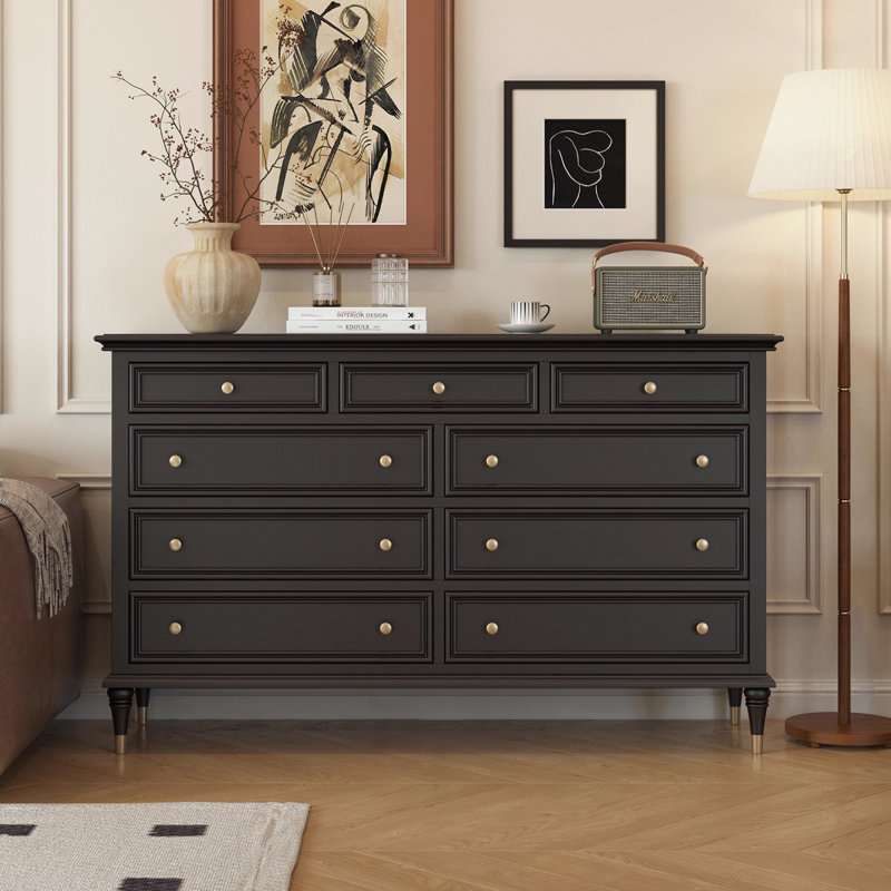 Armoire d'appoint en bois manufacturé noir massif