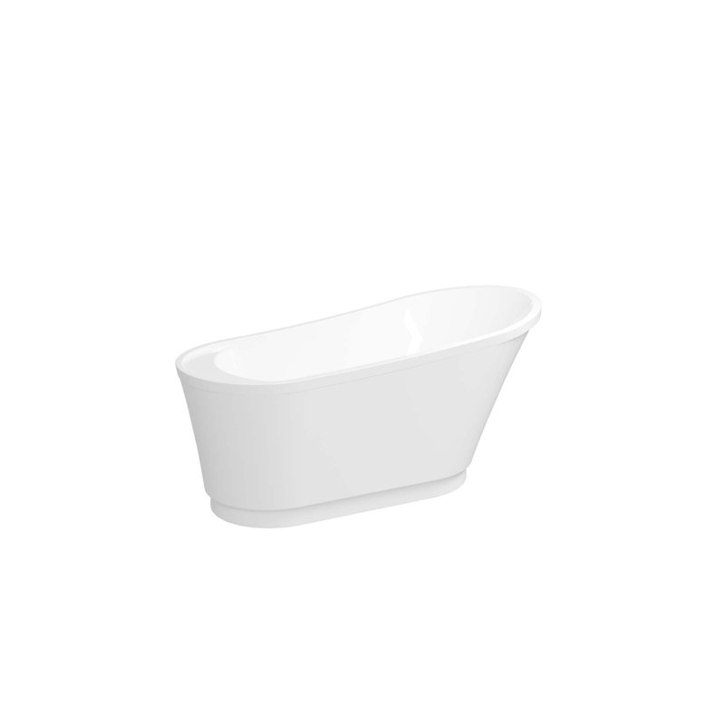 Baignoire de trempage autoportante 59 po en acrylique moderne avec drain en nickel brossé et trop-plein de conception linéaire minimaliste incluse, certifiée Cupc