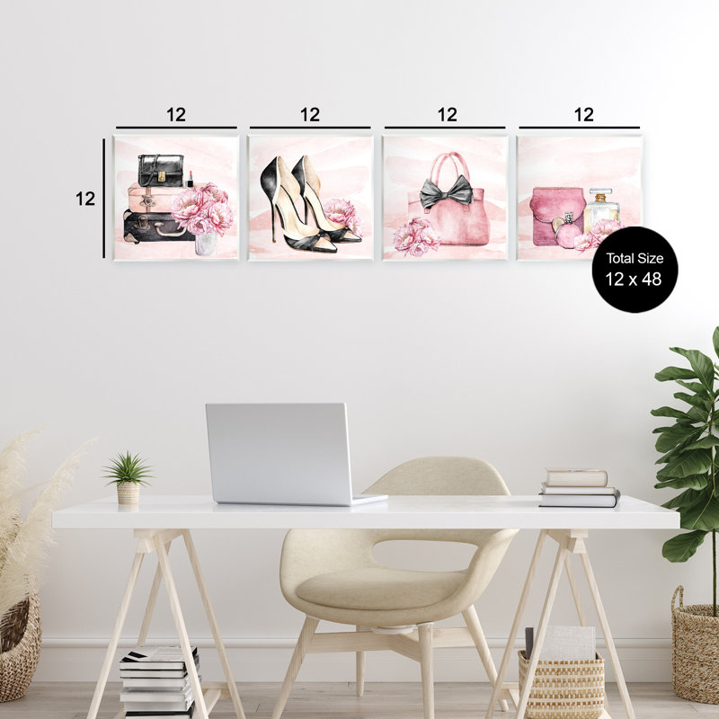 Ensemble de 4 plaques murales Glam Time Fashion, par Kim Allen