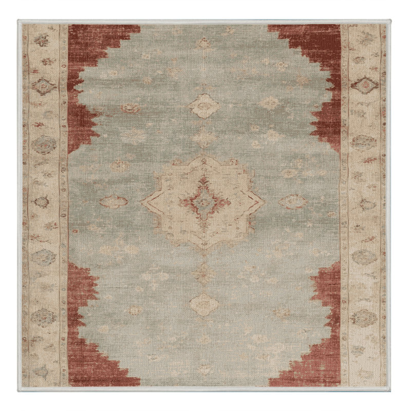 Machine Washable Overdyed Beige Area Rug, Square 5'