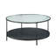 Ensemble de tables d'appoint 2 pièces Modern avec plateau en verre trempé - Table basse et table de bout avec cadre en métal noir