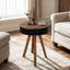 Table basse 15,7 po Mid-Century ronde en bois massif pour le salon-133968036