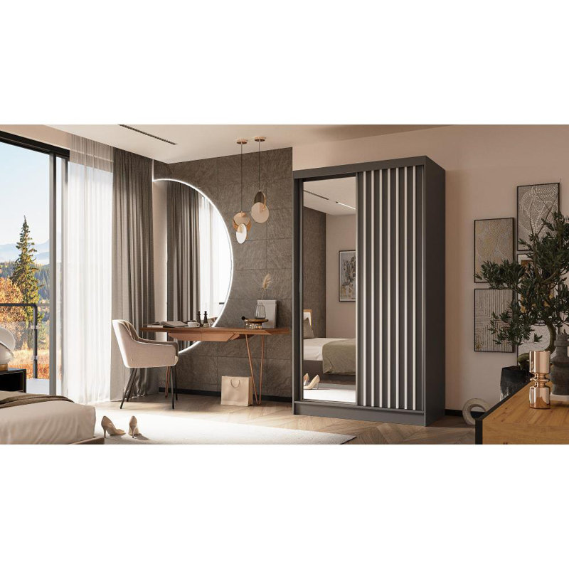 Arminia 2 Door Sliding Wardrobe, Dark Gray