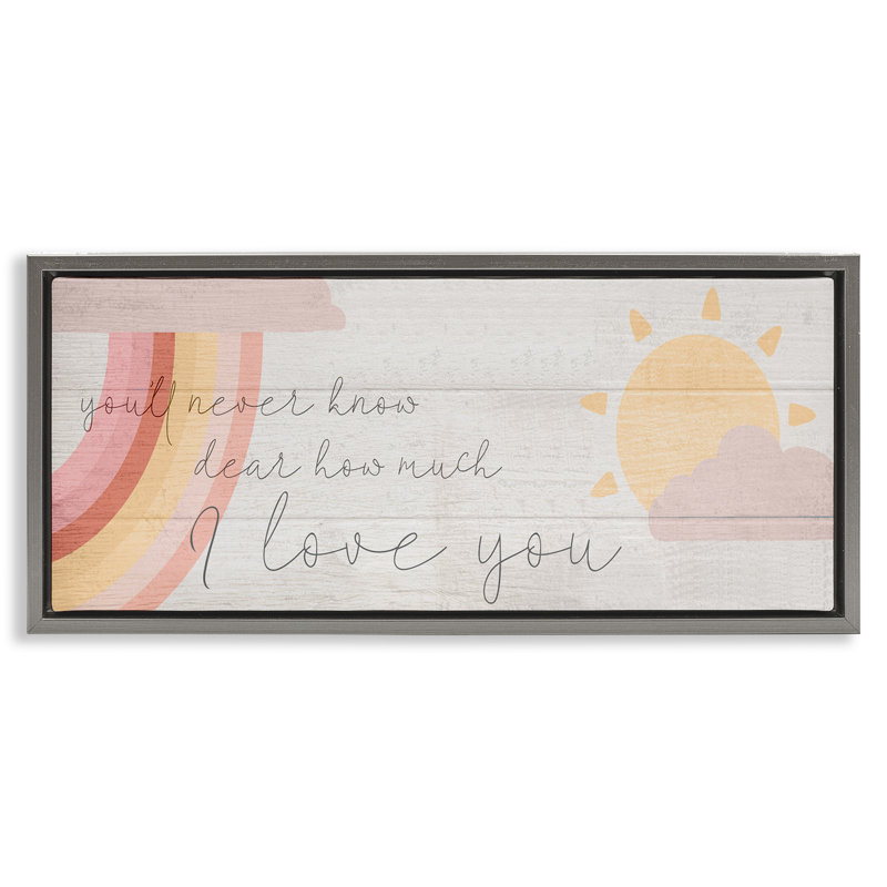 «Love You» par Daphne Polselli, H 14 po x l 31 po, Cadre flottant gris lustré