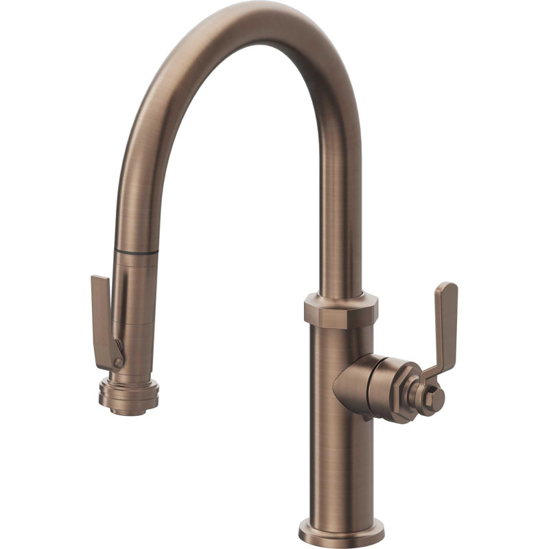 Pull-Down Kitchen Faucet With Squeeze Sprayer - Low Arc Spout, Carbon