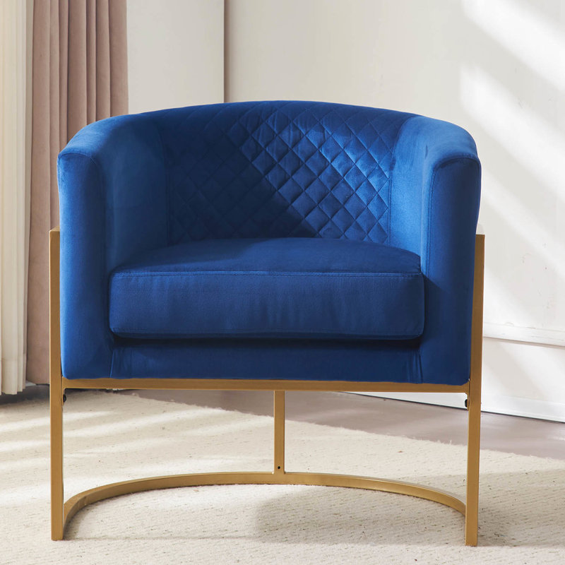 Élégante chaise rembourrée en velours bleu pour le salon, chambre à coucher contemporaine de bureau, - Glamour
