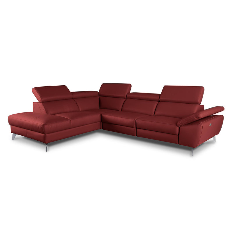 La Crosse Genuine Leather Electric Reclining Corner Sofa, Left Hand Facing, Red