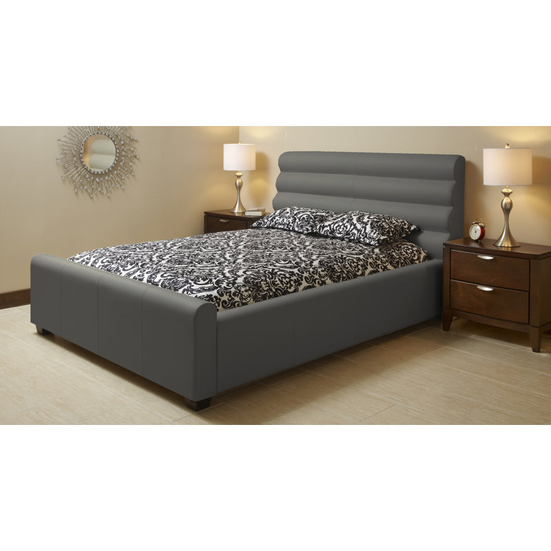 Lit plateforme tapissier, Très grand, Gris