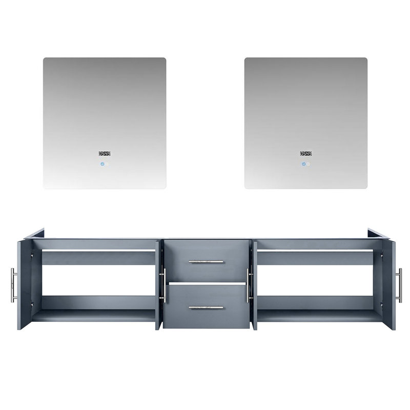 80 po L x P 22 po. Meuble-lavabo gris foncé avec 30 miroirs à DEL - Organisez le style et le rangement de votre salle de bain.