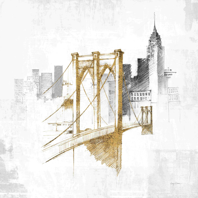 Pont de Brooklyn sans mots, H 12 po x l 12 po, Non, Toile tendue