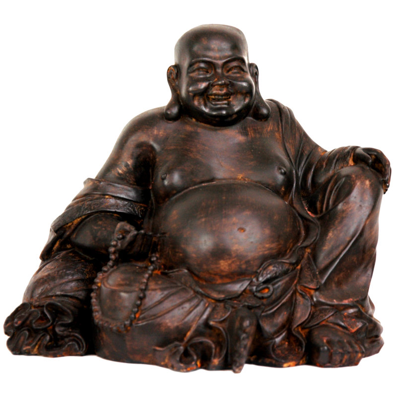Sitting Hotei Happy Buddha Figurine, 8" Sitting