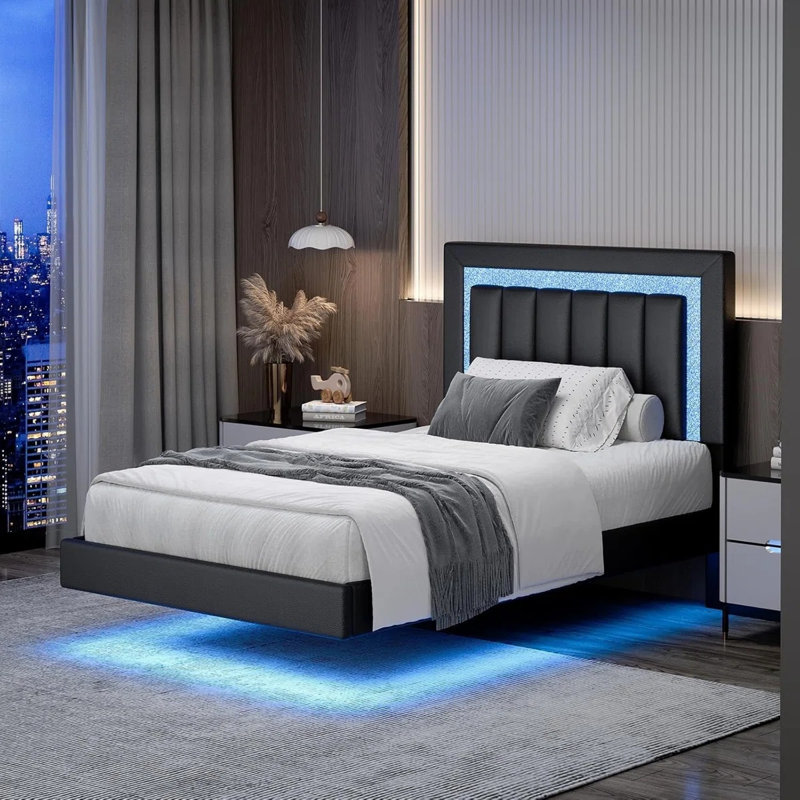 Ensemble de chambre à coucher 3 pièces Smart Bed, Lit simple, Noir