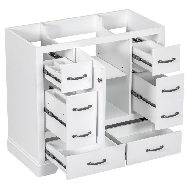 Meuble-lavabo 36 po sans lavabo, Blanc, Argent