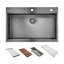 Évier de cuisine encastré de 68,6 cm x 55,9 cm (27 po x 22 po) en acier inoxydable noir canon de fusil, cuve de travail en acier inoxydable de calibre 16 avec rebord intégré