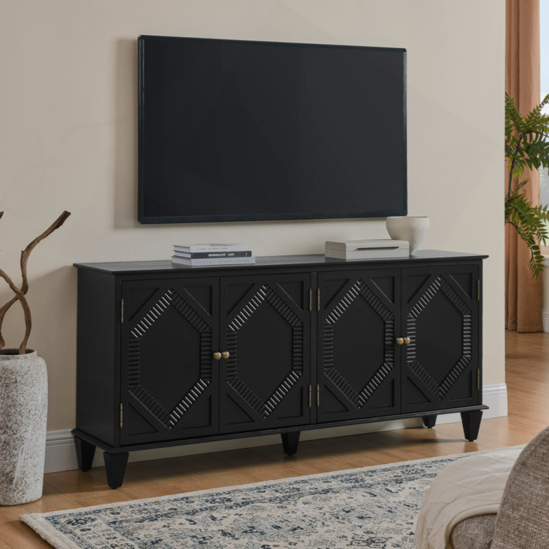 Buffet 65,5 po Mid Century Modern Buffet, Noir
