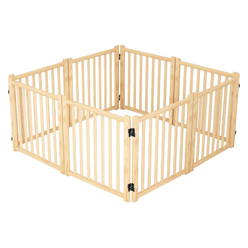 Barrière de chien autoportante polyvalente en bois pour la maison, assurant la sécurité et la liberté des animaux de compagnie