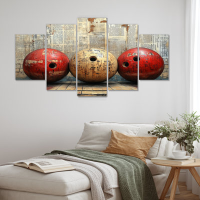 Gold And Red Bowling Perfect Game Glory - Bowling Wall Art Print Set