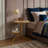 Pazong Round End Table with Shelf, Gold with Faux Leather Top
