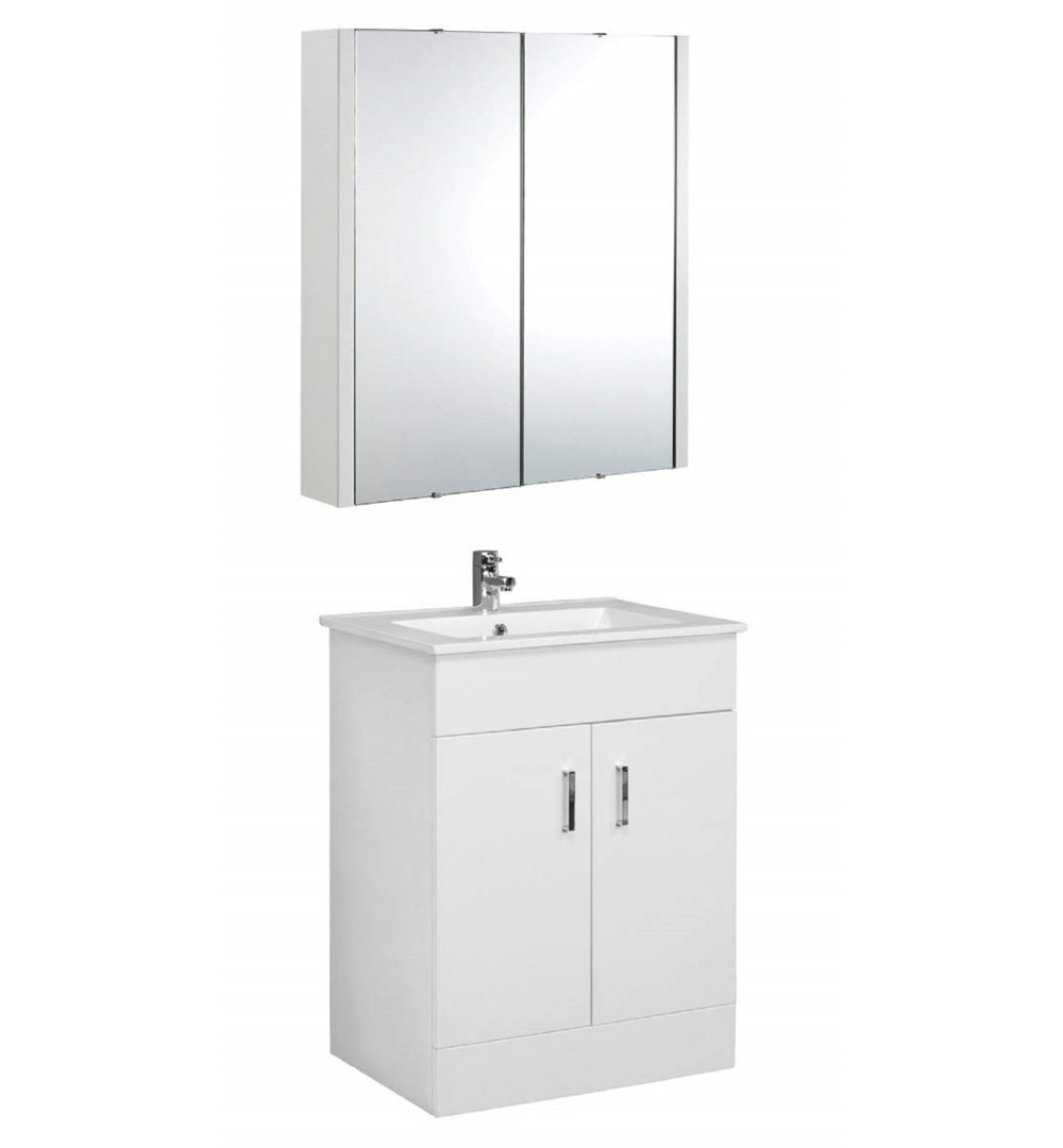 VeeBath Sphinx 600mm Floor Vanity Unit with Mirror Cabinet