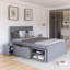 Lit plateforme simple en bois avec tiroir et deux tablettes-1758529088
