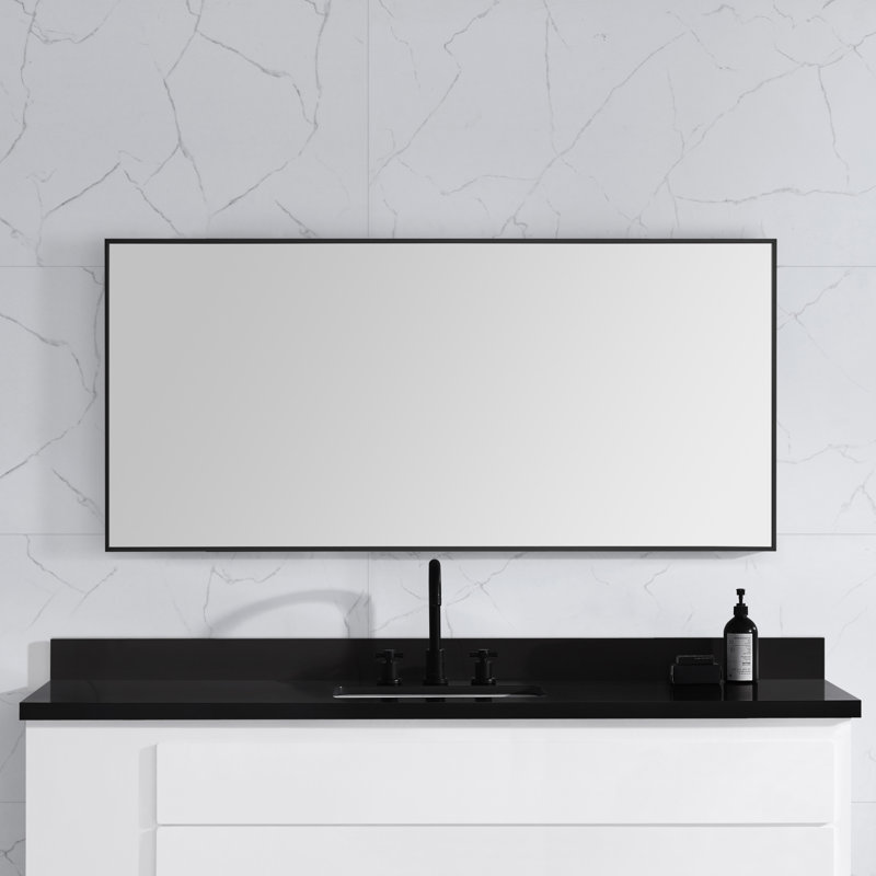 Elegant Gold 59'' Stainless Steel Rectangular Vanity Mirror