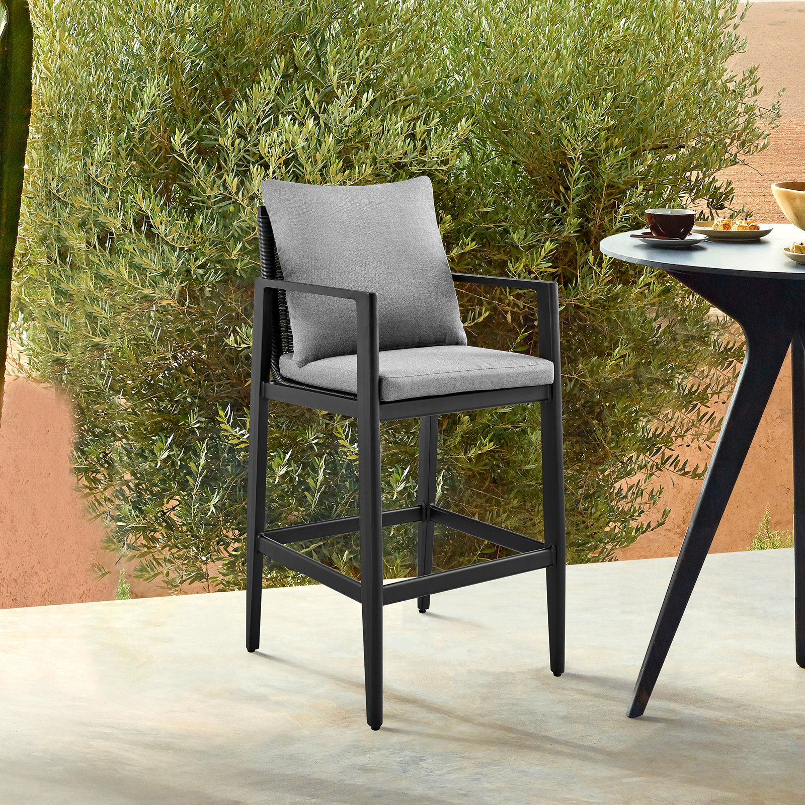Gerri Aluminum Outdoor Bar Stool with Cushion, 30"