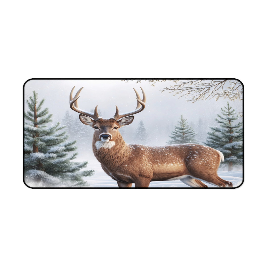 Snowy Stag Winter Desk Mat