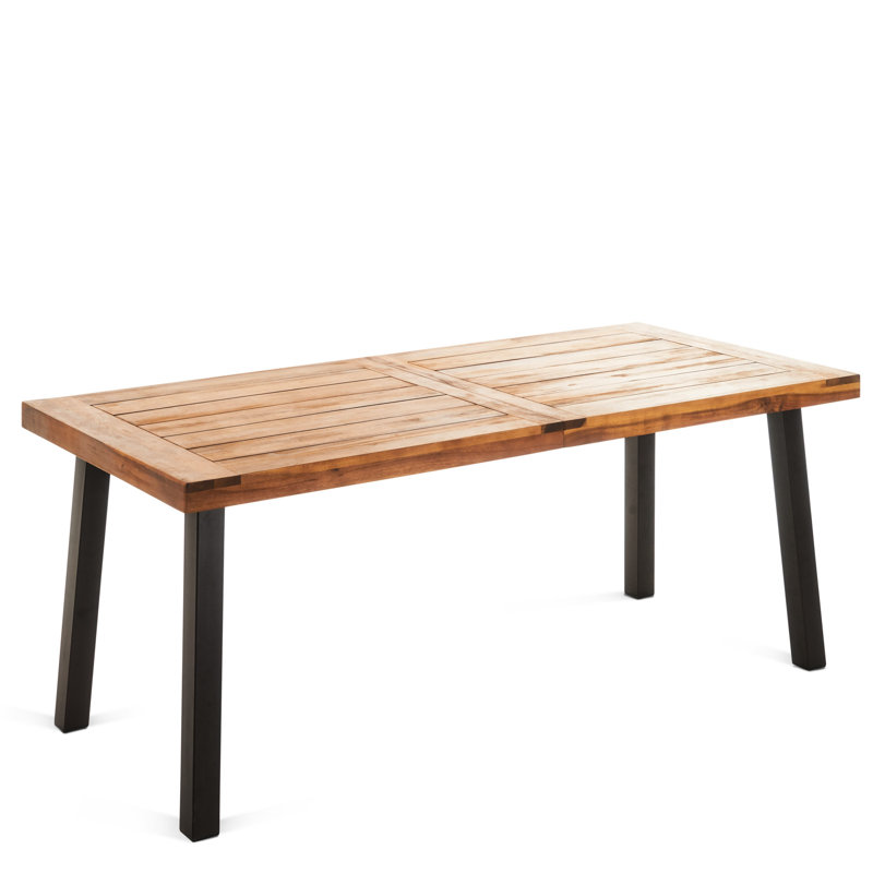 Fascinating Industrial Design Dining Table With Wood Top And Powder-coated Metal Base, Weather-, 69" H X 32.47" W 29.16" H, 60.14 Lb Modern Surface Support,