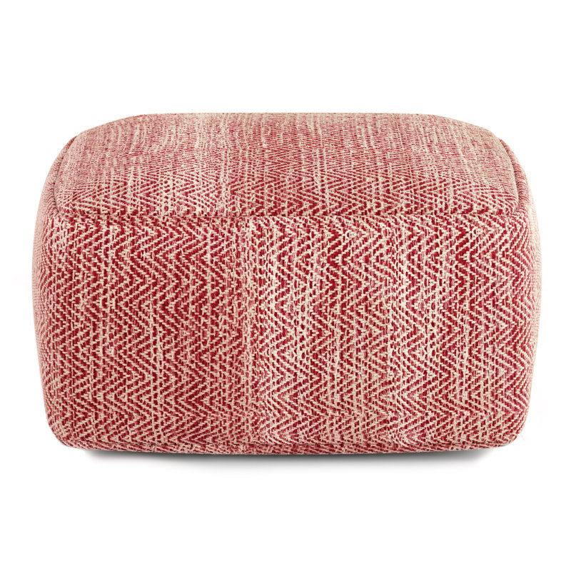 Pouf carré en coton 20 po Nate, Mélange de coton Maroon Melange