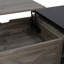 Table basse à plateau relevable Farmhouse avec portes de grange, grand espace de rangement caché, supports latéraux et tablettes ouvertes-2147394118