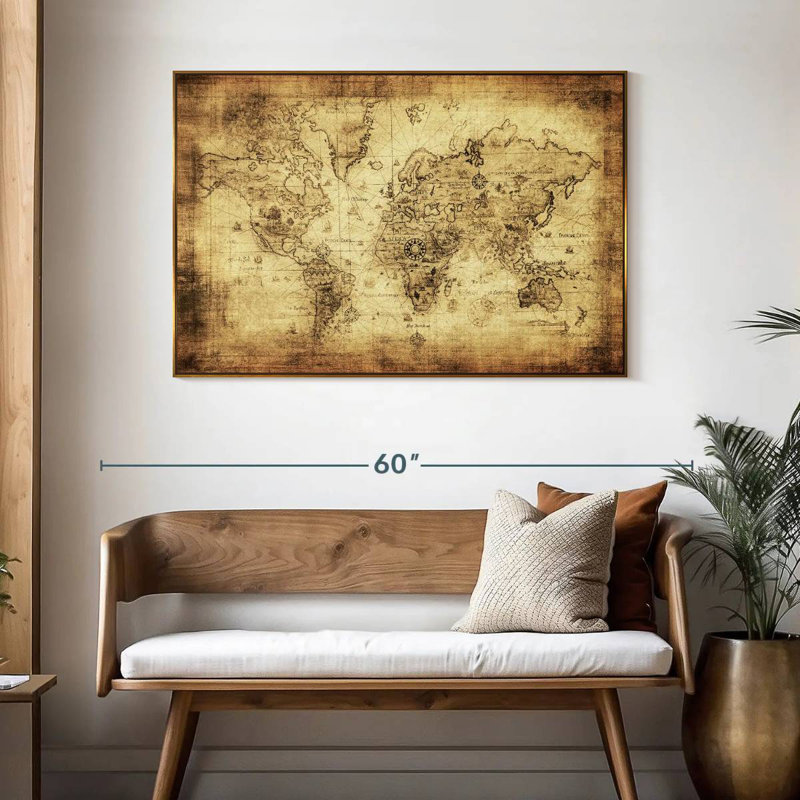 Licata du monde antique, 46 po x 31 po, Cadre flottant doré