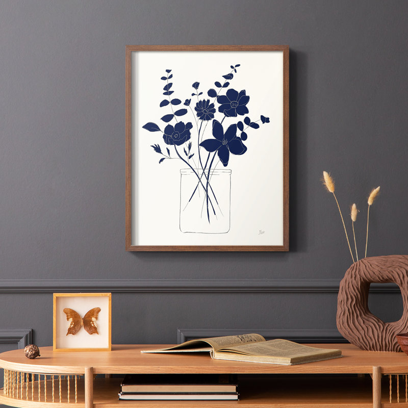 Indigo croquis I, reproduction encadrée - bois massif, Brun, H 10 po x l 8 po