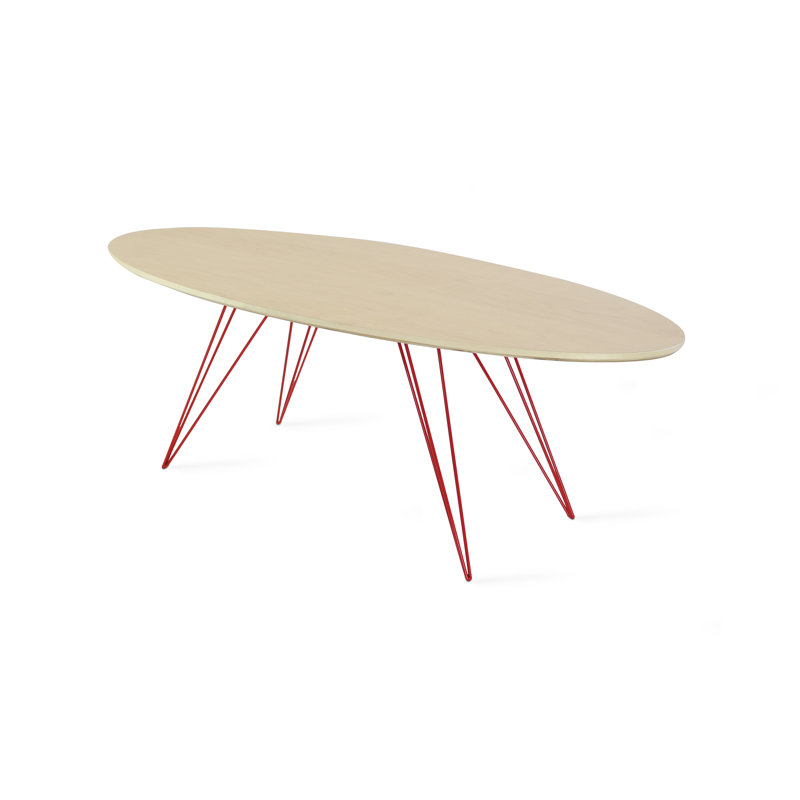 Williams Single Coffee Table, Red, 18" H x 23" W x 54" D, Walnut