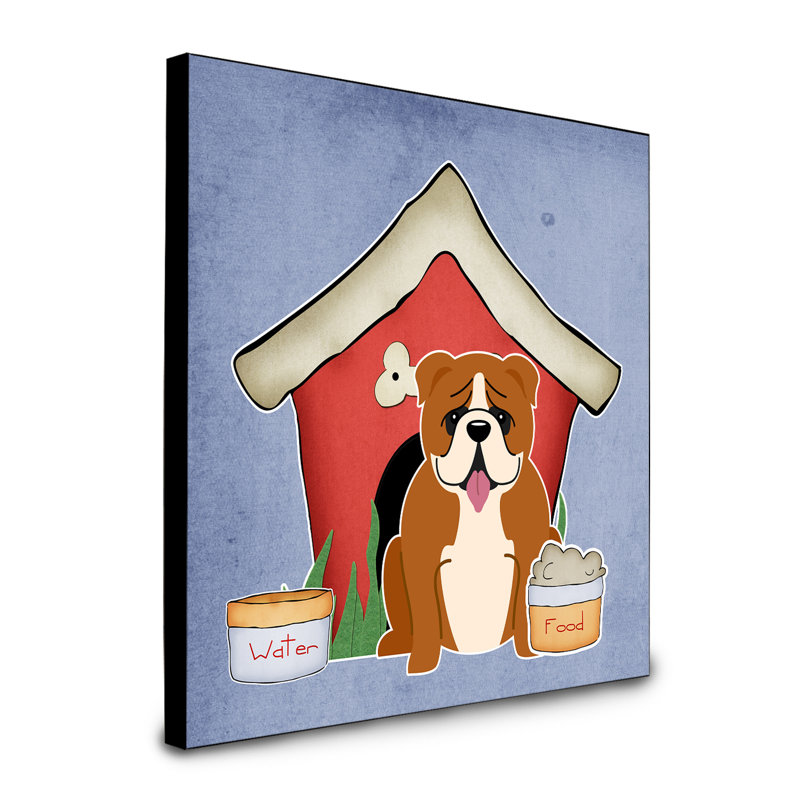 Panneau mural d’art collection dog house Scarvinia, Bouledogue anglais rouge / blanc